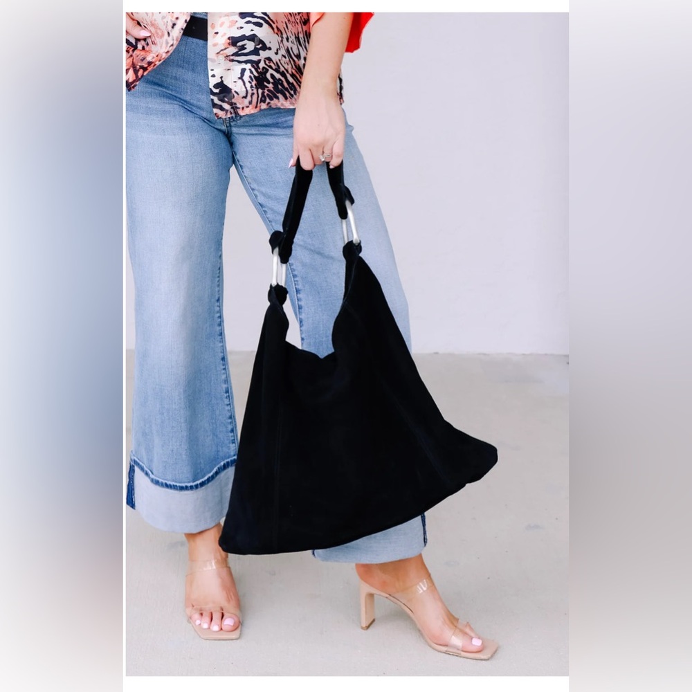 Free People Bobbi Suede Slouch Tote in Black - Picture 1 of 4